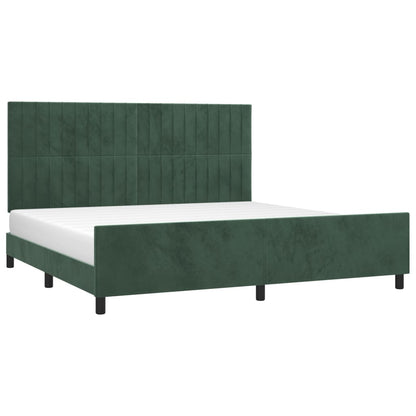 Estrutura de cama c/ cabeceira 200x200 cm veludo verde-escuro