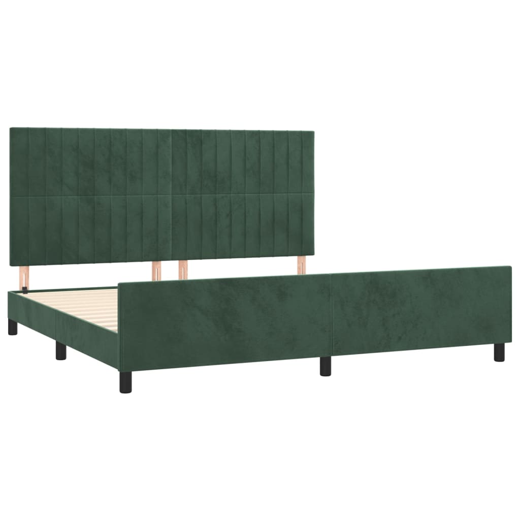 Estrutura de cama c/ cabeceira 200x200 cm veludo verde-escuro