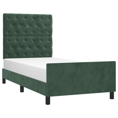 Estrutura de cama c/ cabeceira 80x200 cm veludo verde-escuro