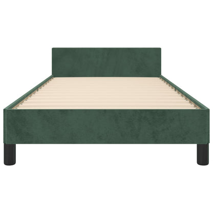 Estrutura de cama c/ cabeceira 80x200 cm veludo verde-escuro