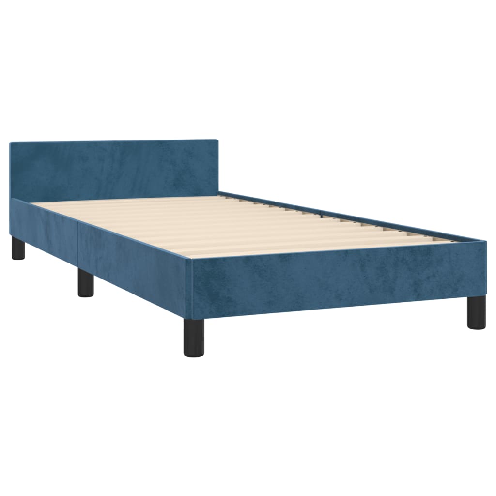 Estrutura de cama c/ cabeceira 80x200 cm veludo azul-escuro