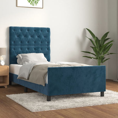 Estrutura de cama c/ cabeceira 80x200 cm veludo azul-escuro