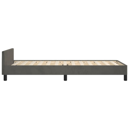 Estrutura de cama c/ cabeceira 90x190 cm veludo cinzento-escuro