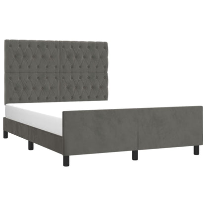 Estrutura de cama c/ cabeceira 140x190cm veludo cinzento-escuro