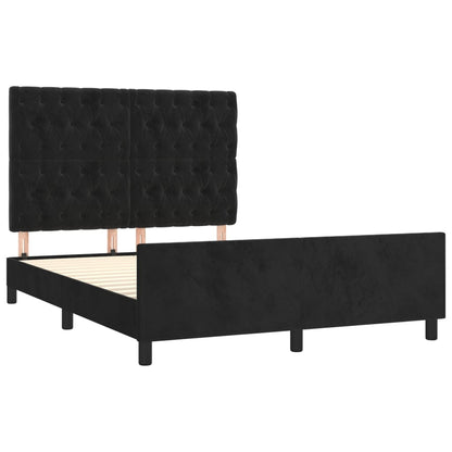 Estrutura de cama c/ cabeceira 140x190 cm veludo preto