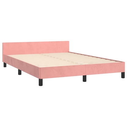 Estrutura de cama c/ cabeceira 140x190 cm veludo rosa