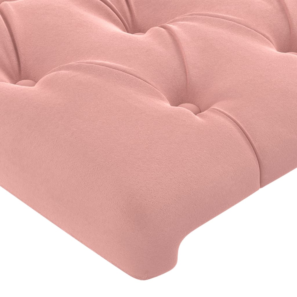 Estrutura de cama c/ cabeceira 140x190 cm veludo rosa