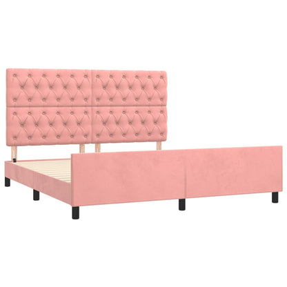 Estrutura de cama c/ cabeceira 160x200 cm veludo rosa