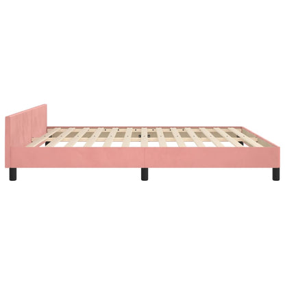 Estrutura de cama c/ cabeceira 160x200 cm veludo rosa