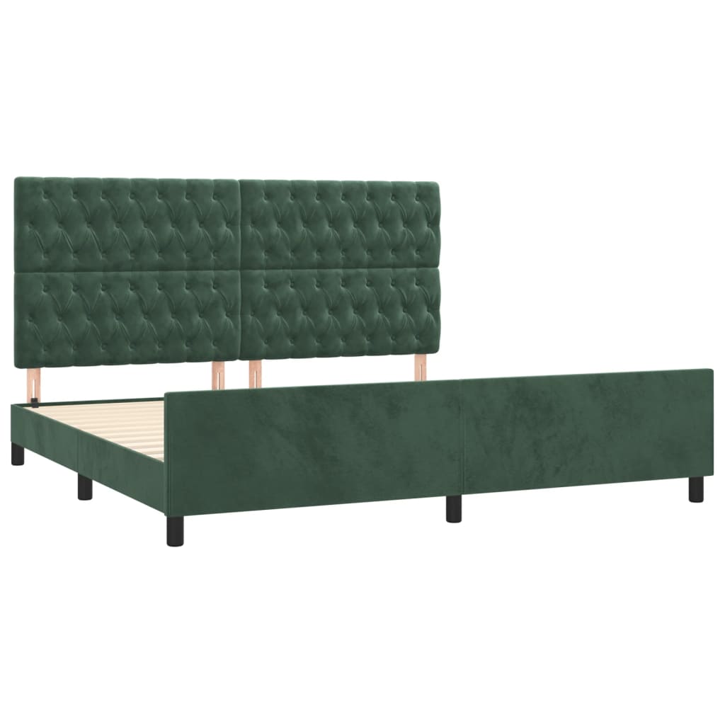 Estrutura de cama c/ cabeceira 200x200 cm veludo verde-escuro