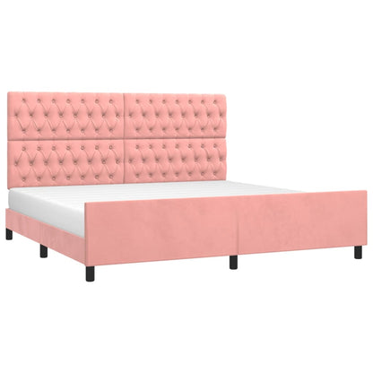 Estrutura de cama c/ cabeceira 200x200 cm veludo rosa