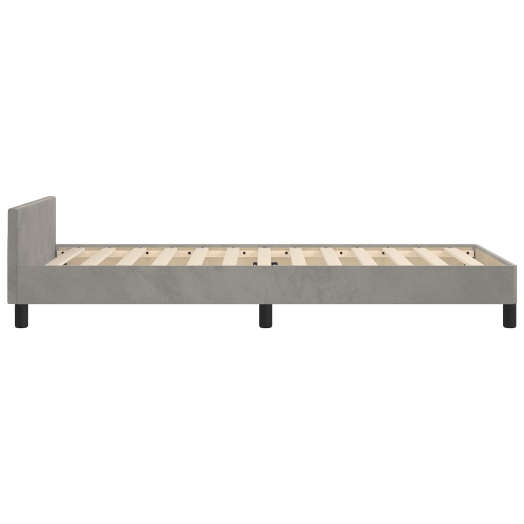 Estrutura de cama c/ cabeceira 90x190 cm veludo cinzento-claro