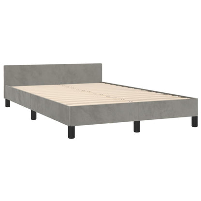 Estrutura de cama c/ cabeceira 120x200 cm veludo cinzento-claro