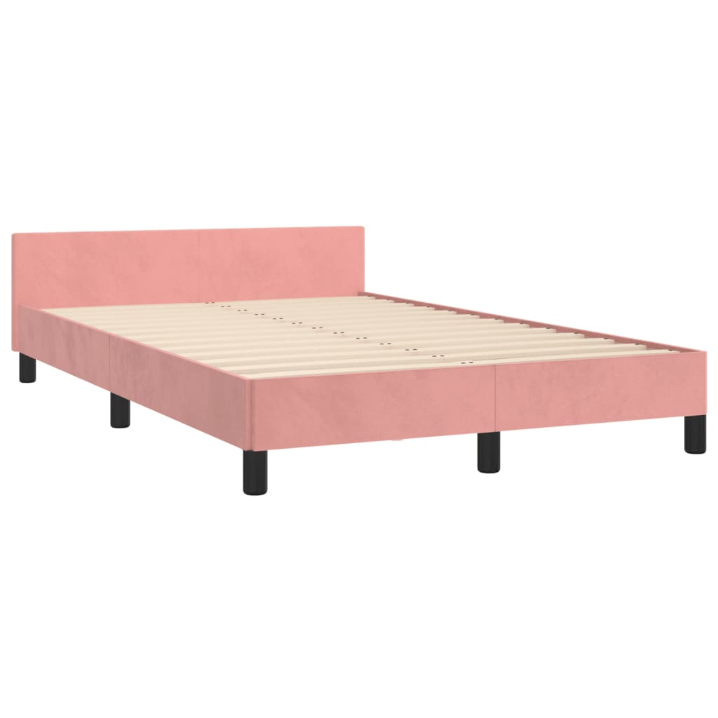 Estrutura de cama c/ cabeceira 120x200 cm veludo rosa