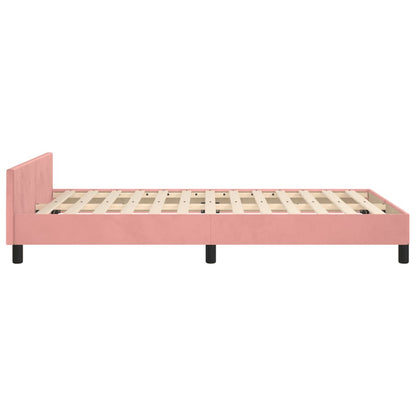 Estrutura de cama c/ cabeceira 120x200 cm veludo rosa