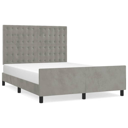 Estrutura de cama c/ cabeceira 140x190 cm veludo cinzento-claro