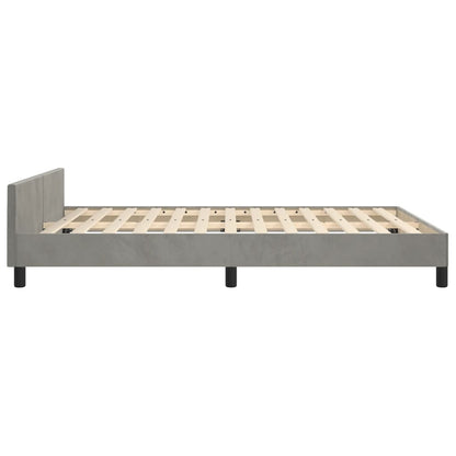 Estrutura de cama c/ cabeceira 140x190 cm veludo cinzento-claro