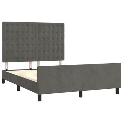 Estrutura de cama c/ cabeceira 140x190cm veludo cinzento-escuro