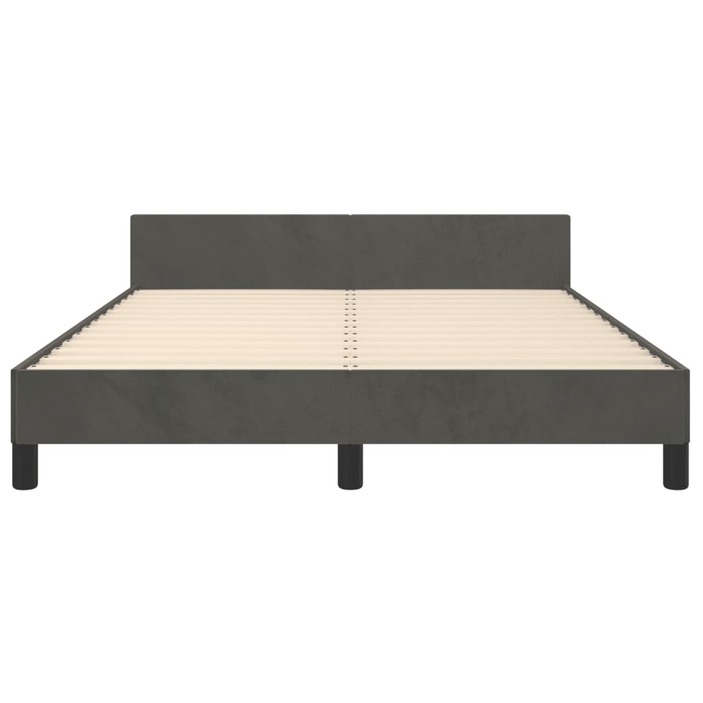 Estrutura de cama c/ cabeceira 140x190cm veludo cinzento-escuro