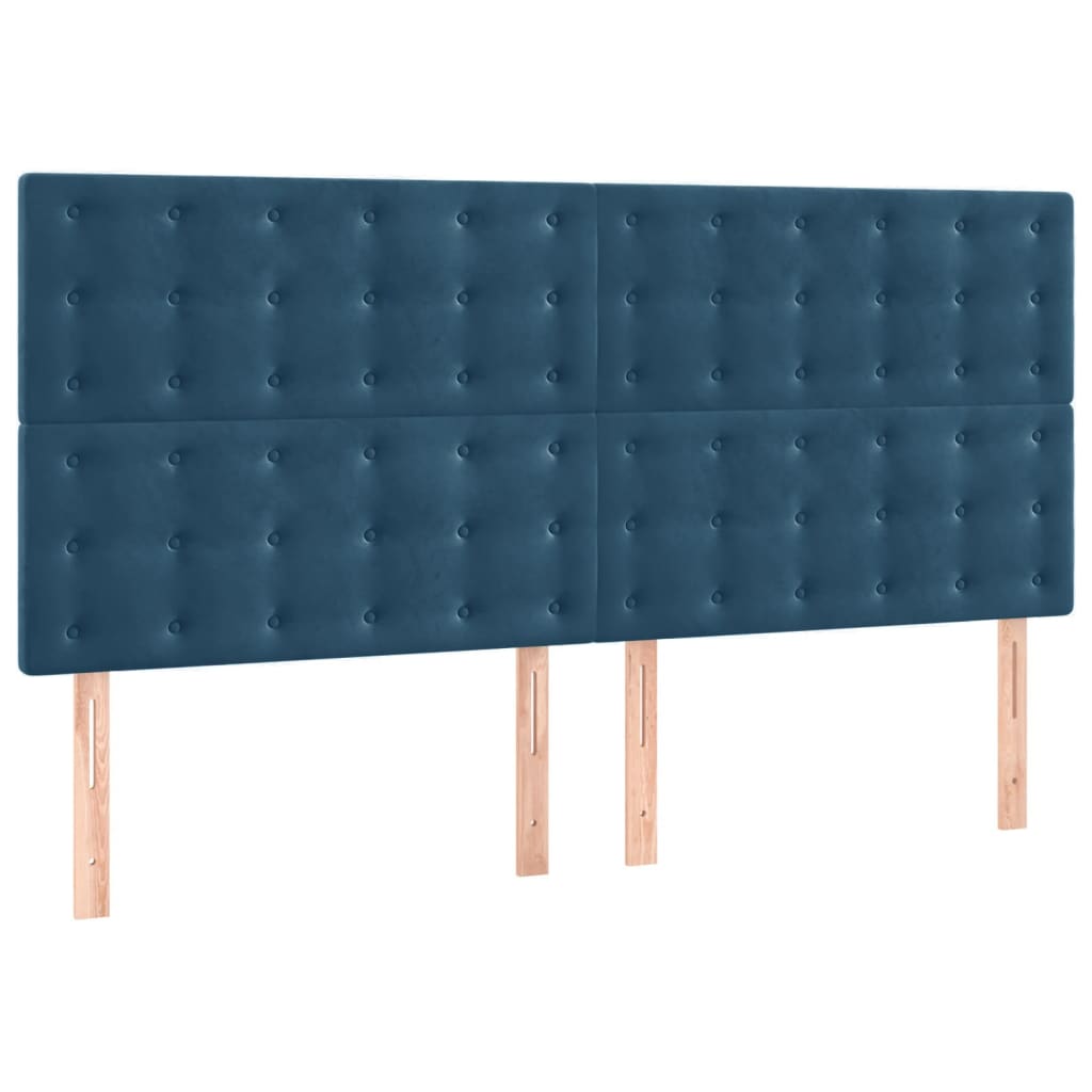 Estrutura de cama c/ cabeceira 140x190 cm veludo azul-escuro