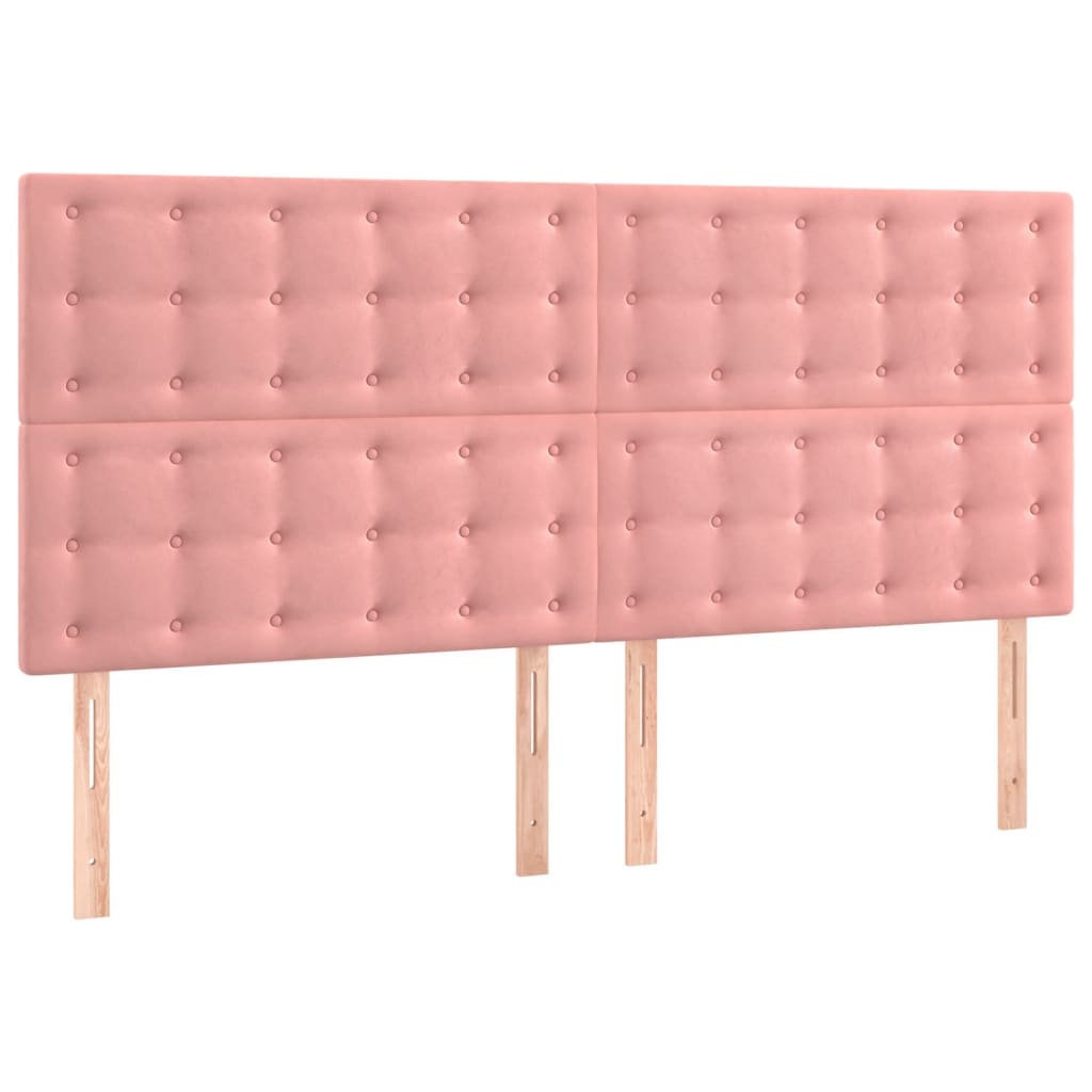 Estrutura de cama c/ cabeceira 140x190 cm veludo rosa