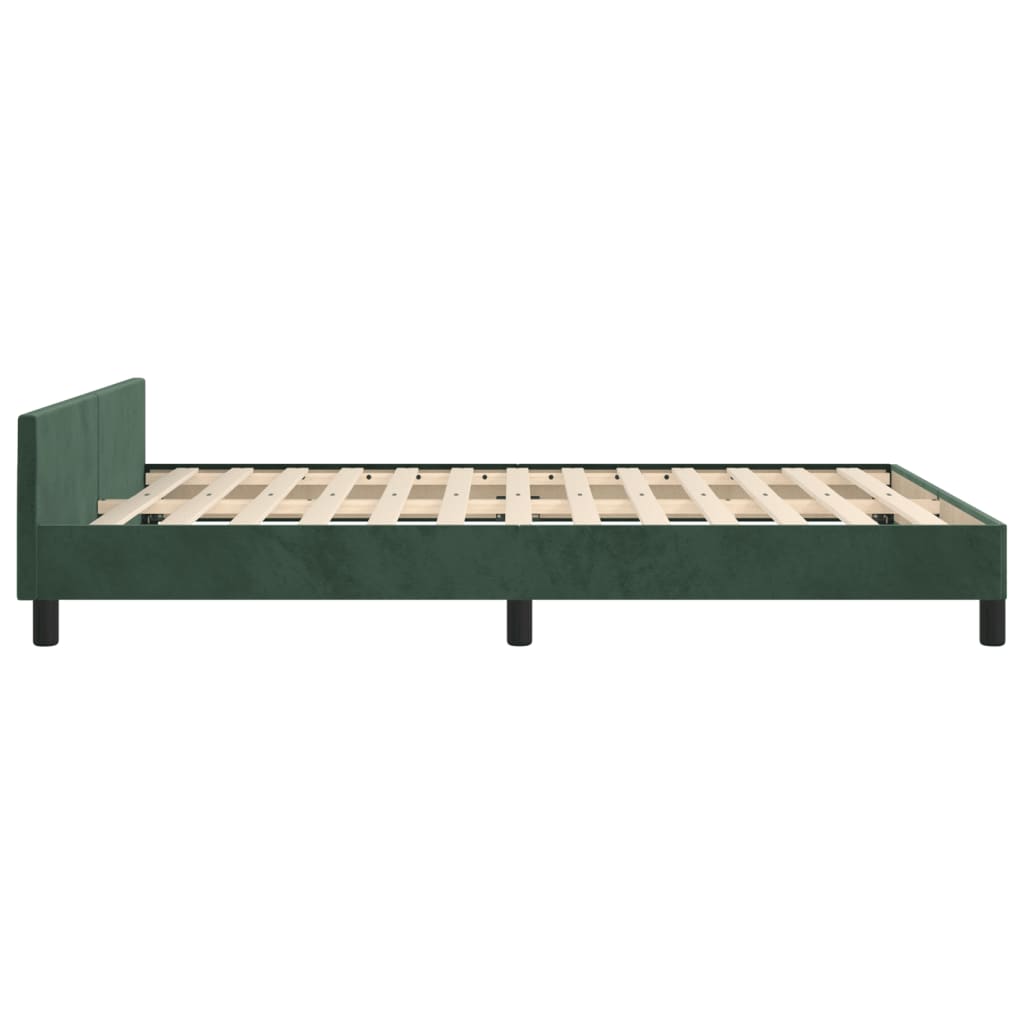 Estrutura de cama c/ cabeceira 140x200 cm veludo verde-escuro