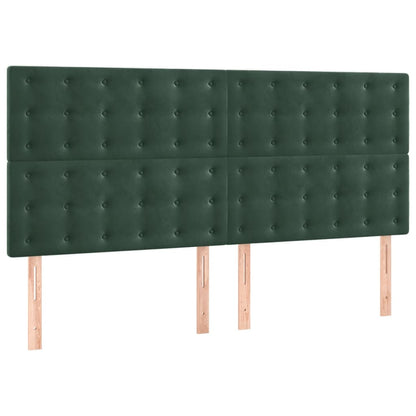 Estrutura de cama c/ cabeceira 140x200 cm veludo verde-escuro