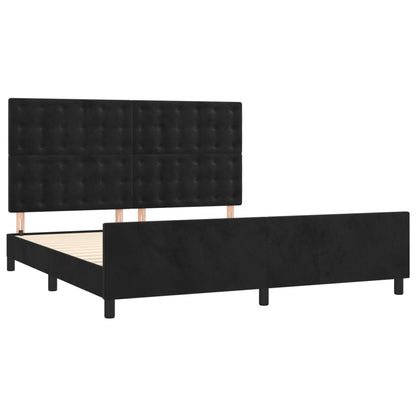 Estrutura de cama c/ cabeceira 180x200 cm veludo preto