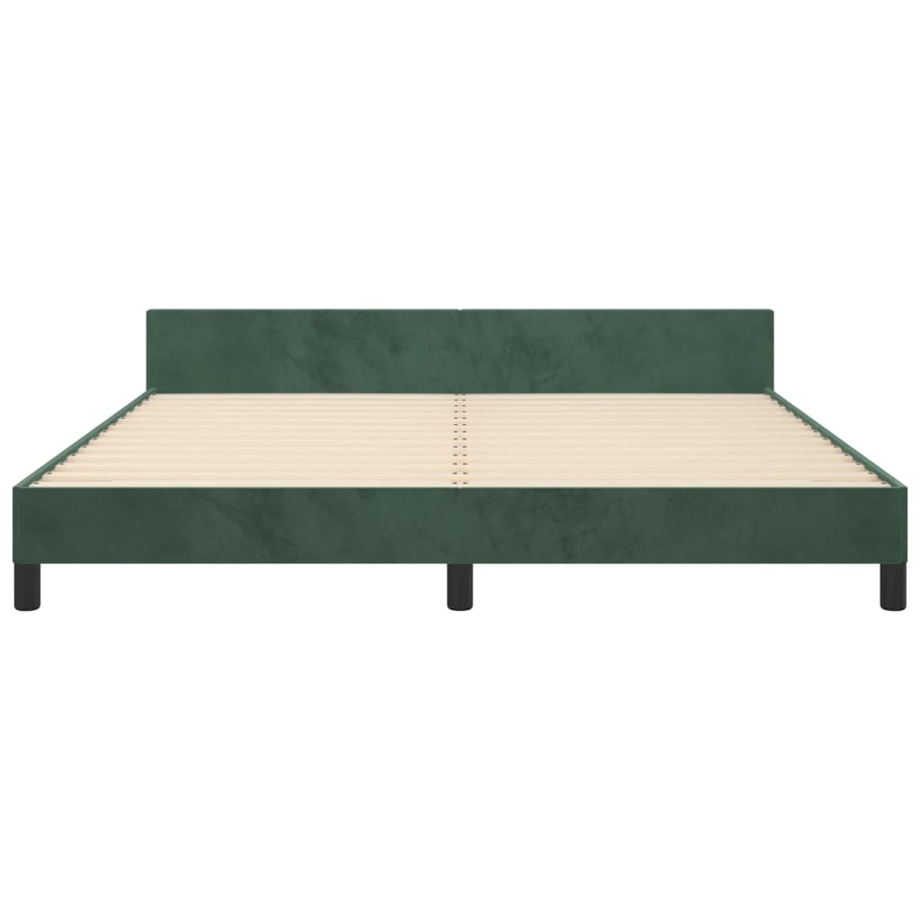 Estrutura de cama c/ cabeceira 180x200 cm veludo verde-escuro