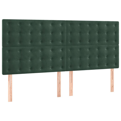 Estrutura de cama c/ cabeceira 180x200 cm veludo verde-escuro