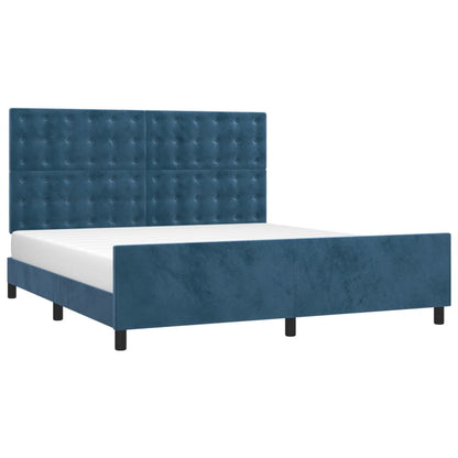 Estrutura de cama c/ cabeceira 180x200 cm veludo azul-escuro