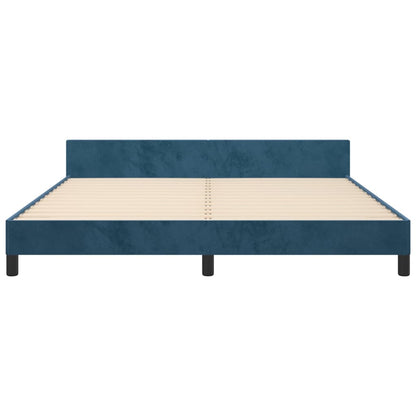 Estrutura de cama c/ cabeceira 180x200 cm veludo azul-escuro