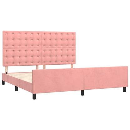 Estrutura de cama c/ cabeceira 180x200 cm veludo rosa