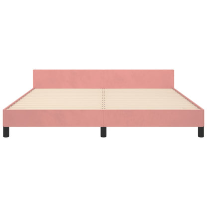 Estrutura de cama c/ cabeceira 180x200 cm veludo rosa