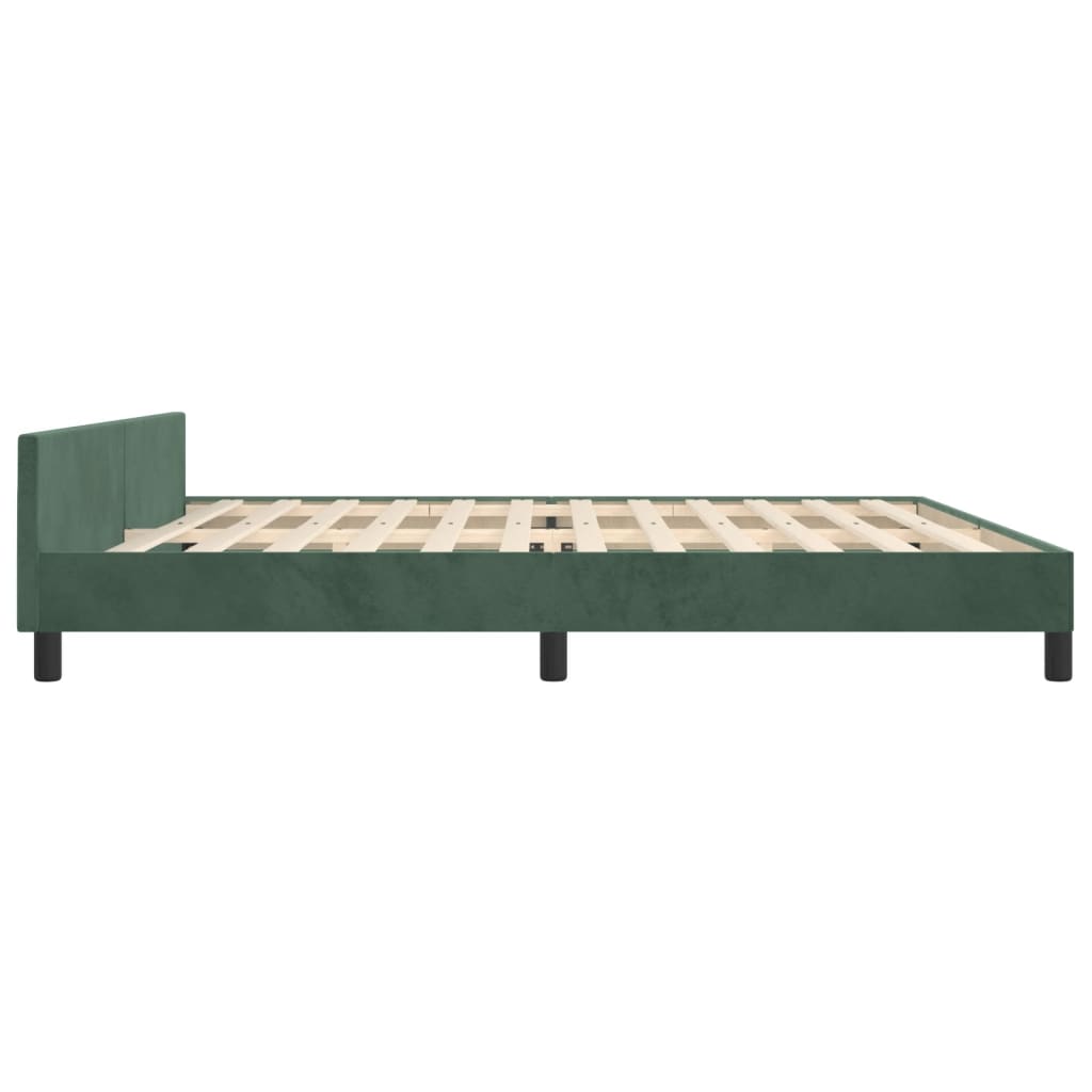 Estrutura de cama c/ cabeceira 200x200 cm veludo verde-escuro