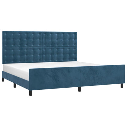 Estrutura de cama c/ cabeceira 200x200 cm veludo azul-escuro