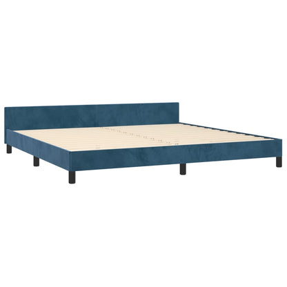 Estrutura de cama c/ cabeceira 200x200 cm veludo azul-escuro