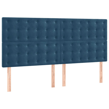 Estrutura de cama c/ cabeceira 200x200 cm veludo azul-escuro