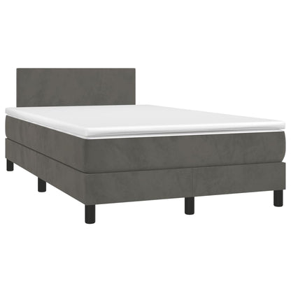 Cama boxspring com colchão 120x200 cm veludo cinzento-escuro