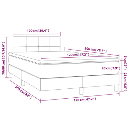 Cama boxspring c/ colchão 120x200 cm veludo cinzento-claro