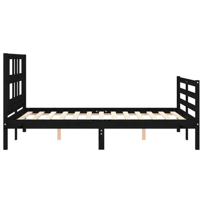 Estrutura de cama com cabeceira 140x200 cm madeira maciça preto