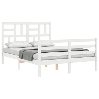 Estrutura de cama com cabeceira 140x190cm madeira maciça branco