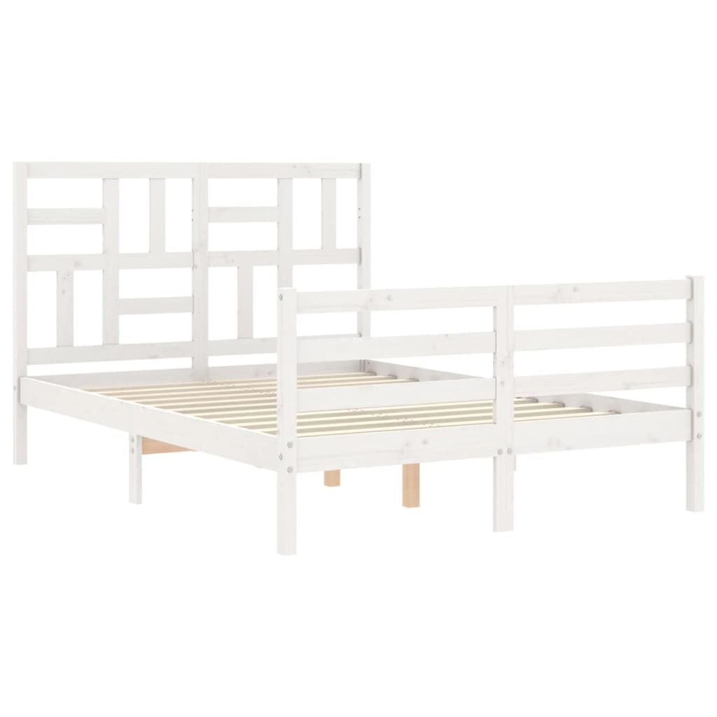 Estrutura de cama com cabeceira 140x190cm madeira maciça branco