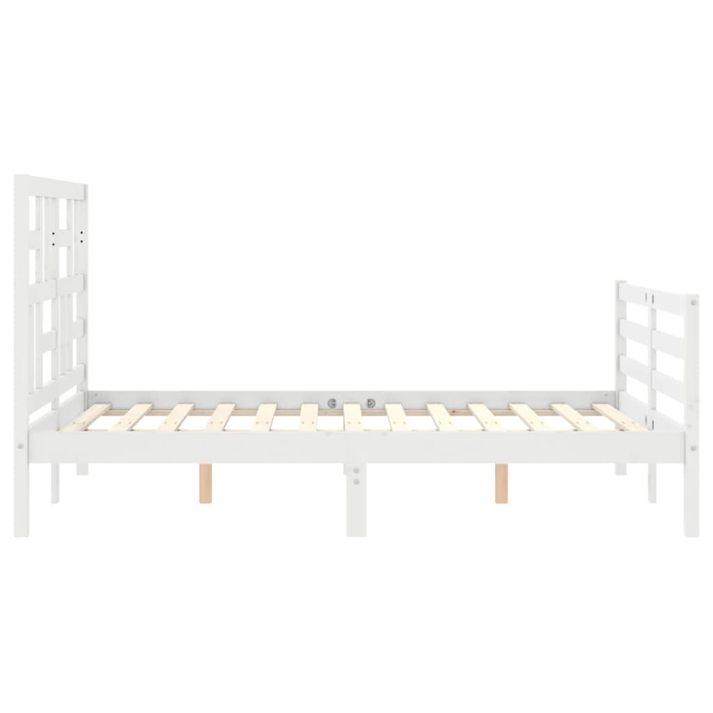 Estrutura de cama com cabeceira 140x190cm madeira maciça branco