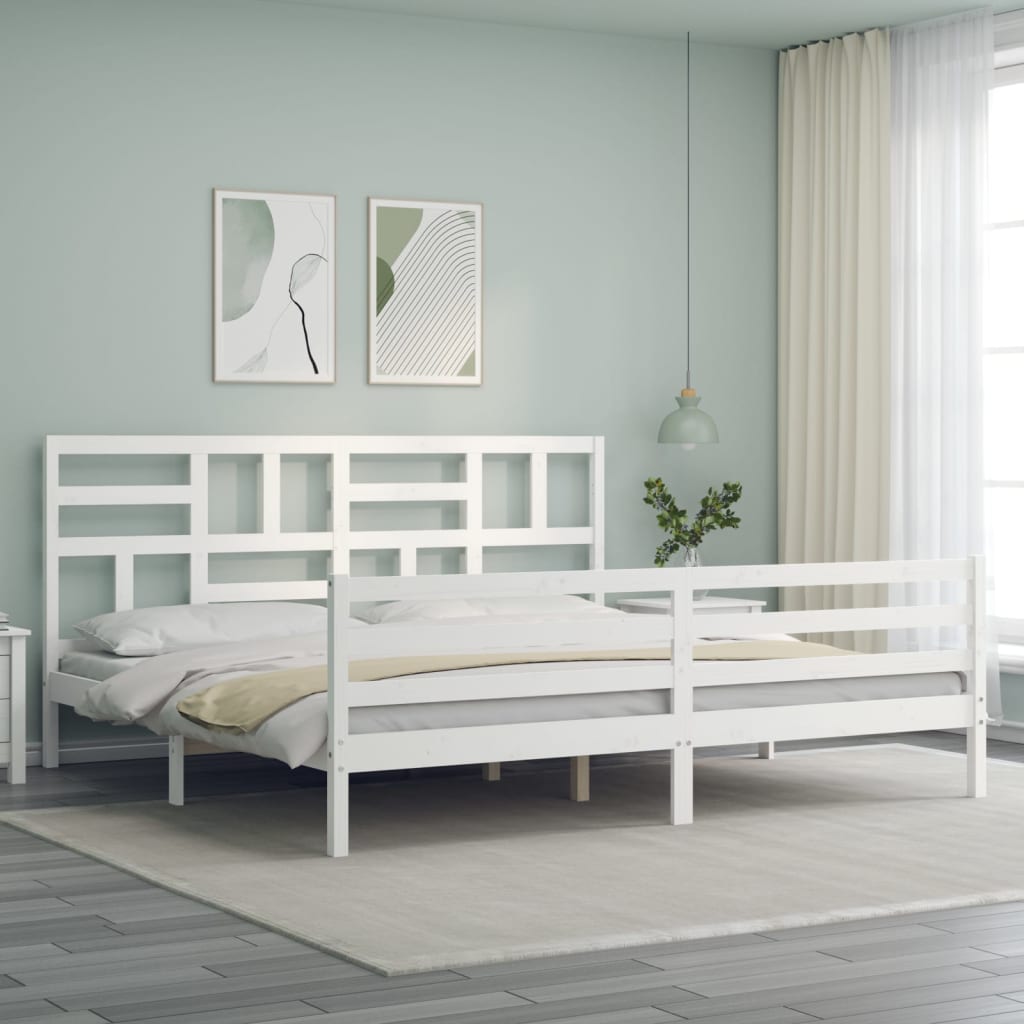 Estrutura cama Super King Size c/ cabeceira madeira branco