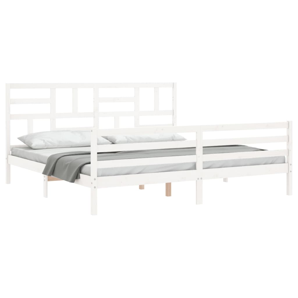 Estrutura cama Super King Size c/ cabeceira madeira branco