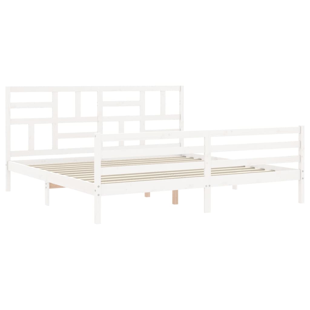 Estrutura cama Super King Size c/ cabeceira madeira branco