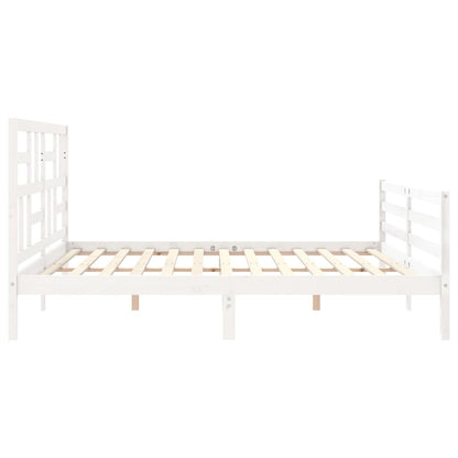 Estrutura cama Super King Size c/ cabeceira madeira branco