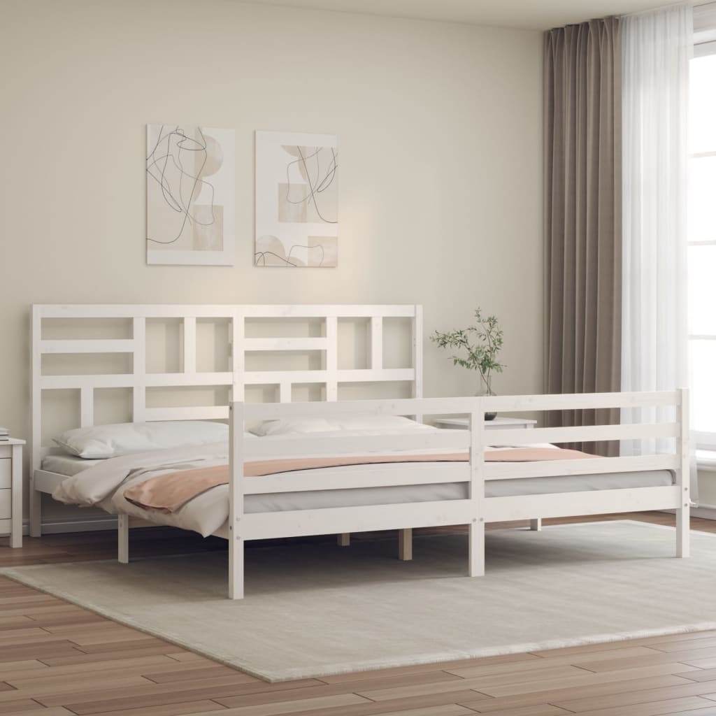 Estrutura cama Super King Size c/ cabeceira madeira branco