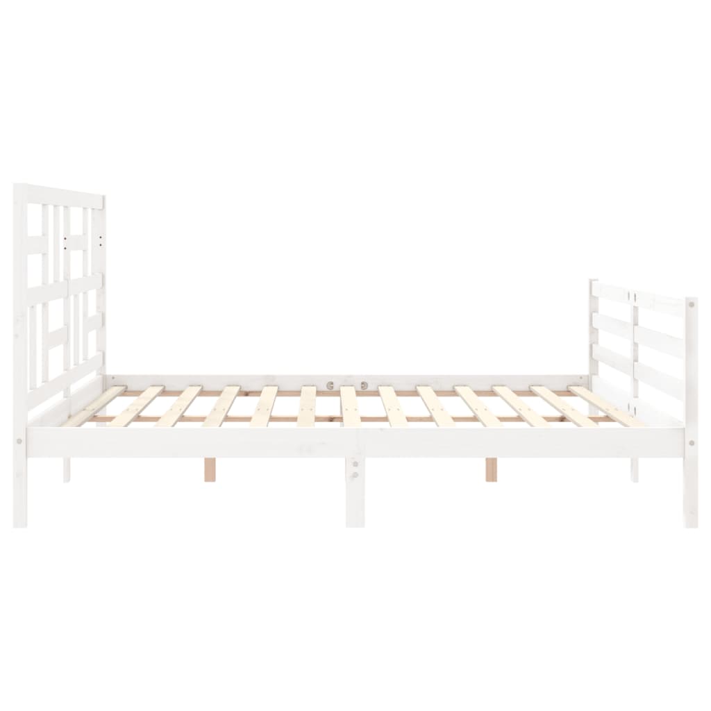 Estrutura de cama com cabeceira 200x200cm madeira maciça branco